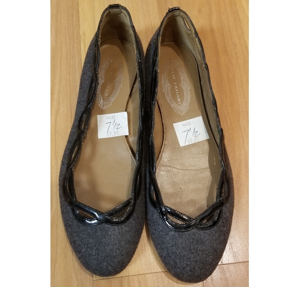 Elie Tahari Arlington Wool Patent Leather Flats - Picture 2 of 8